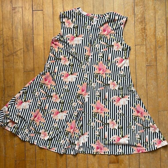 J for Justify Black White Striped Floral Mini Dress size M - Picture 5 of 11